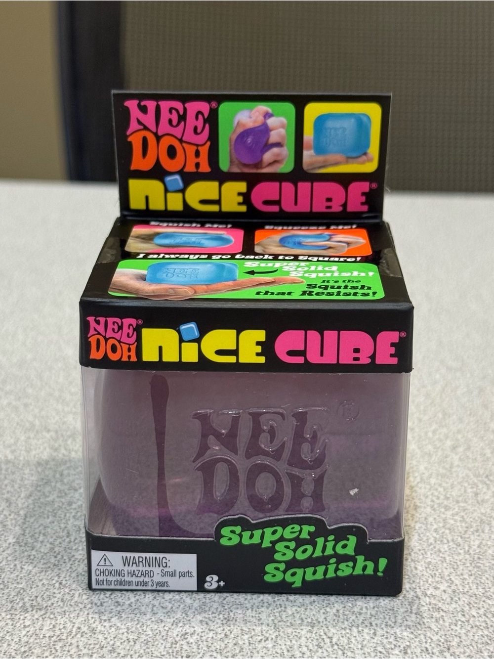 NeeDoh PURPLE Nice Cube Super Solid Squish Squeezable Stress Reliever Squishy